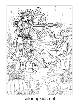 Adult Halloween coloring book preview page 3