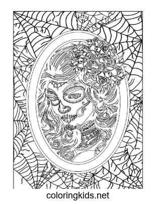 Adult Halloween coloring book preview page 4