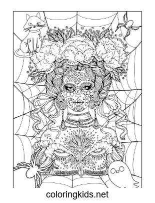 Adult Halloween coloring book cover — free printable PDF