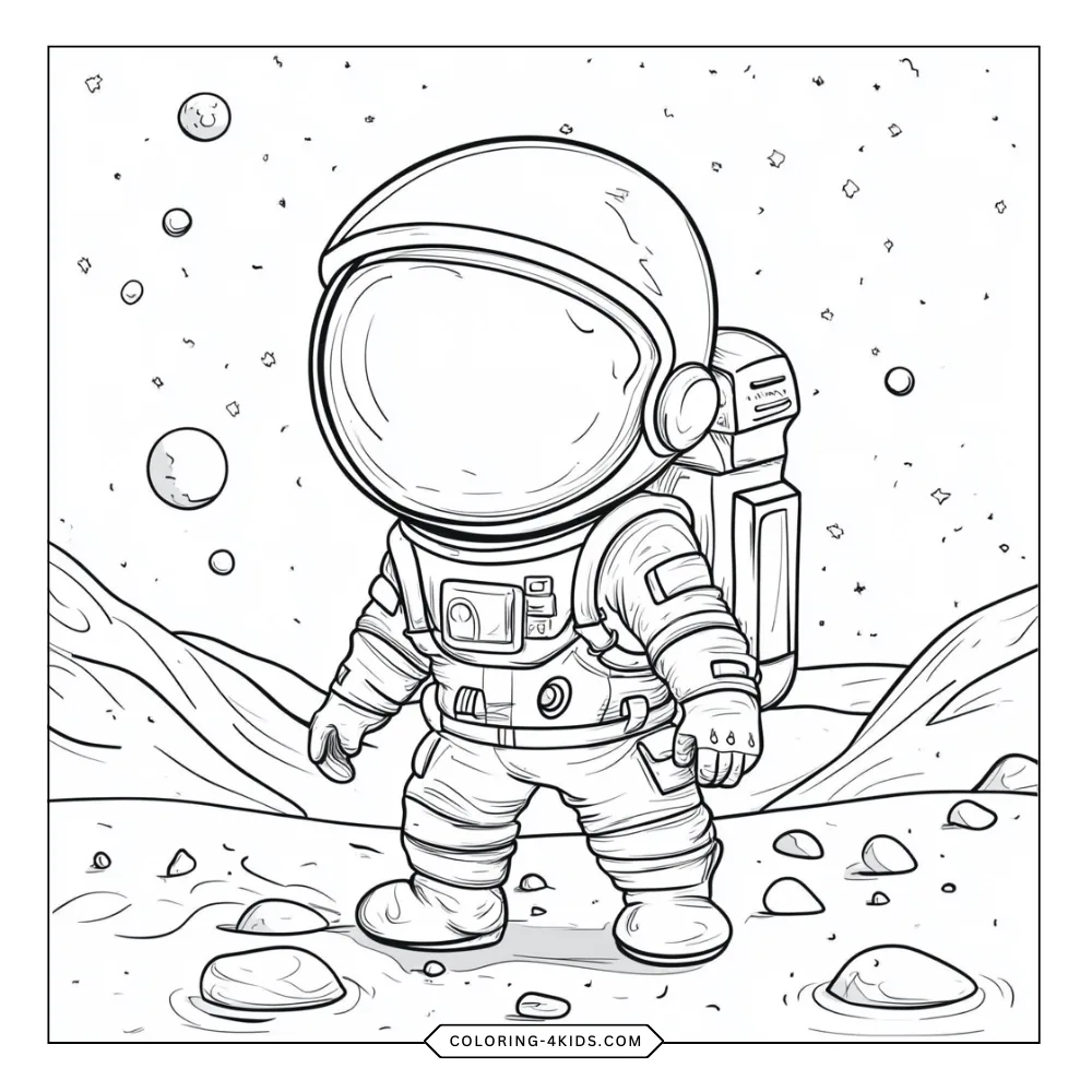 Astronaut coloring book preview page 1