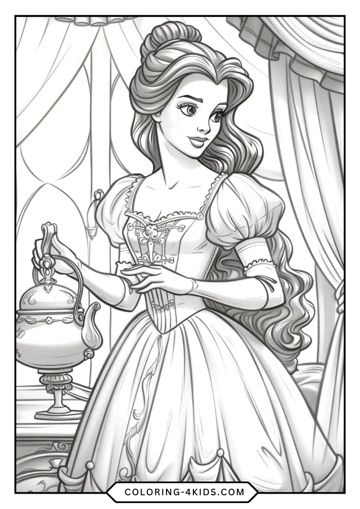 Beauty and the Beast coloring book preview page 1