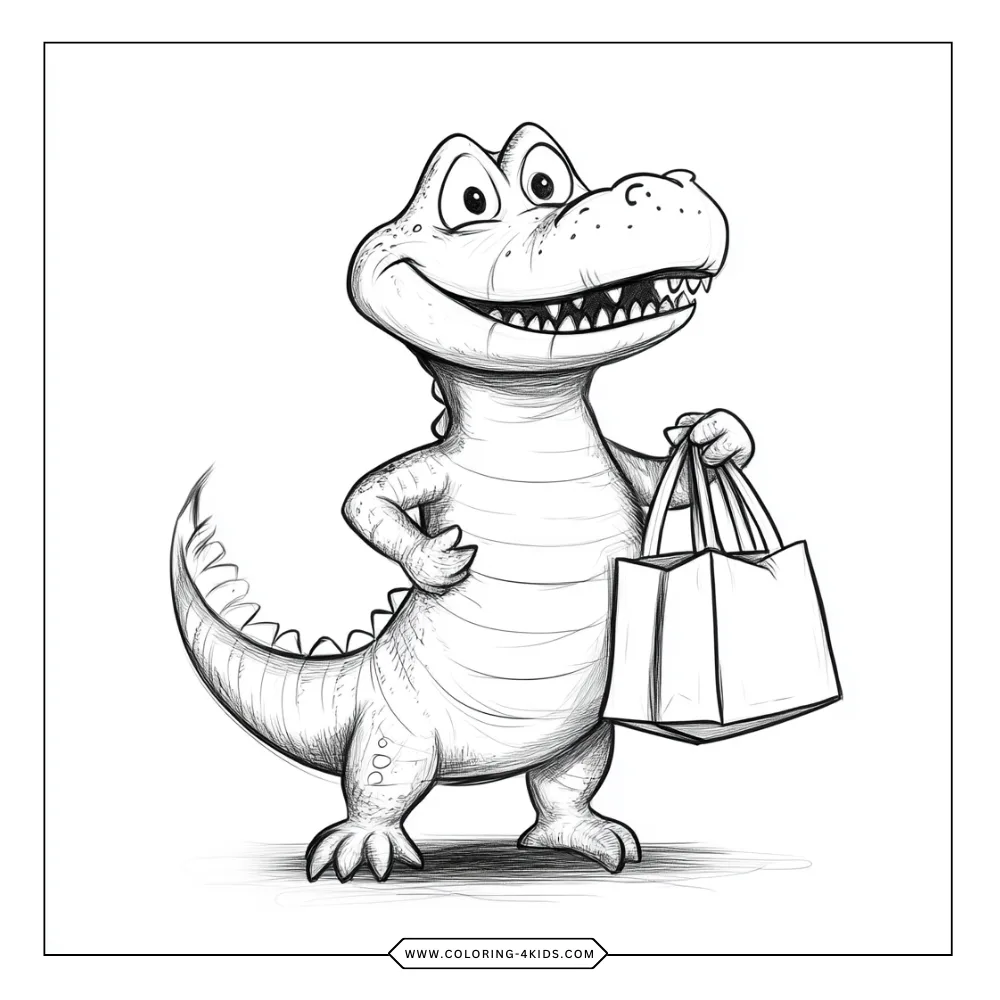 Crocodile coloring book preview page 1