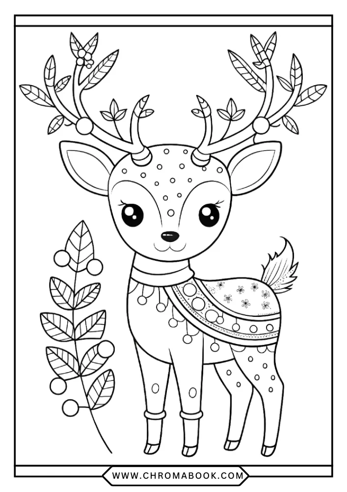 Cute Deer coloring book preview page 4