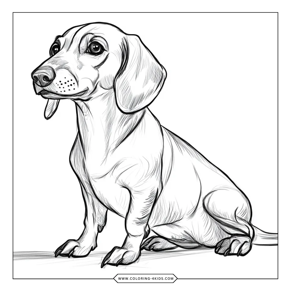 Dachshund coloring book preview page 4