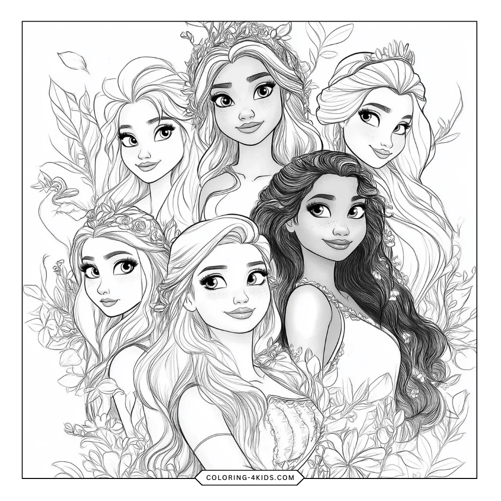 Disney Princess coloring book preview page 3