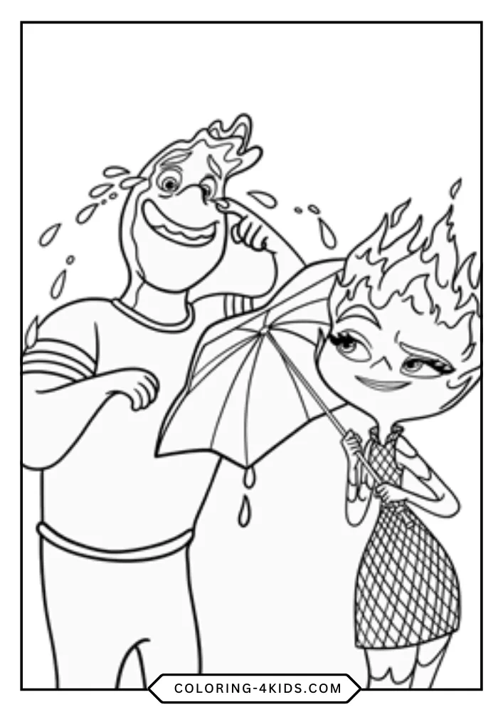 Elemental coloring book preview page 2