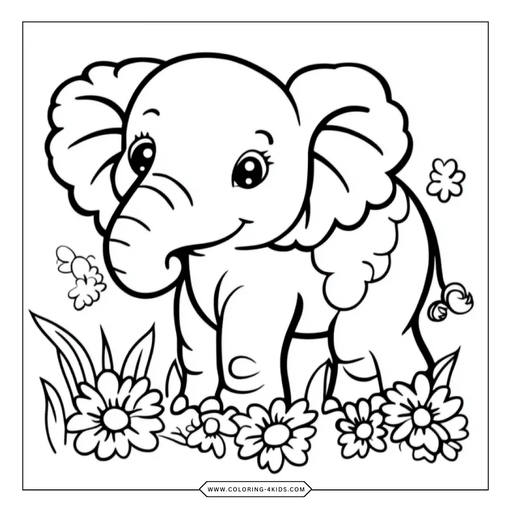 Elephants coloring book preview page 1