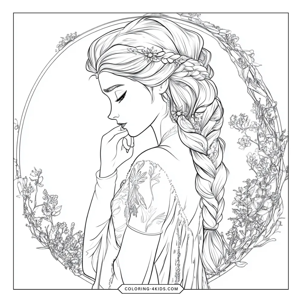 Elsa (Frozen) coloring book preview page 1
