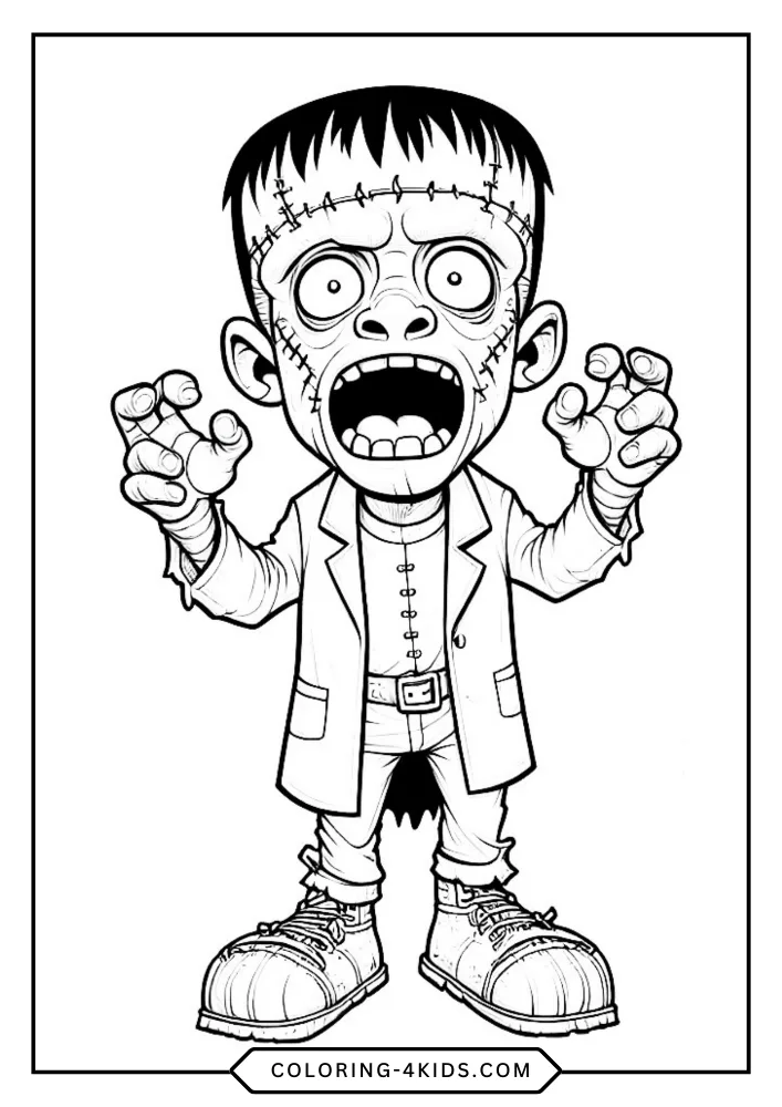 Frankenstein coloring book preview page 3