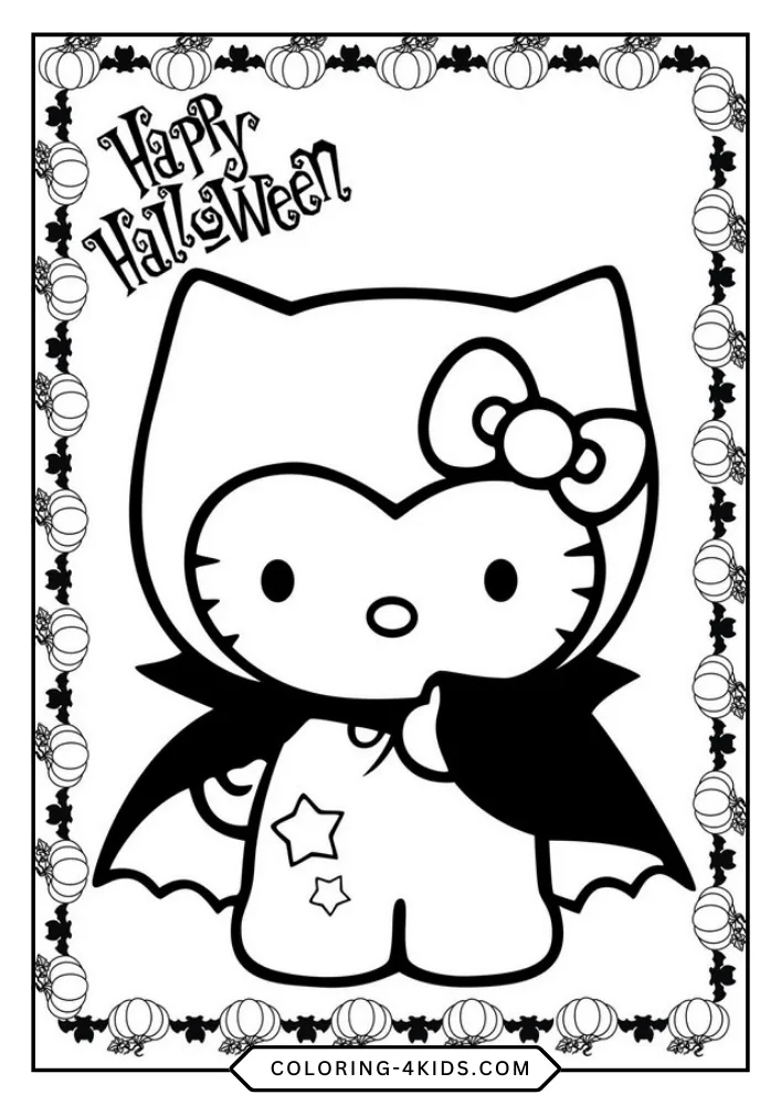 Halloween Hello Kitty coloring book preview page 1