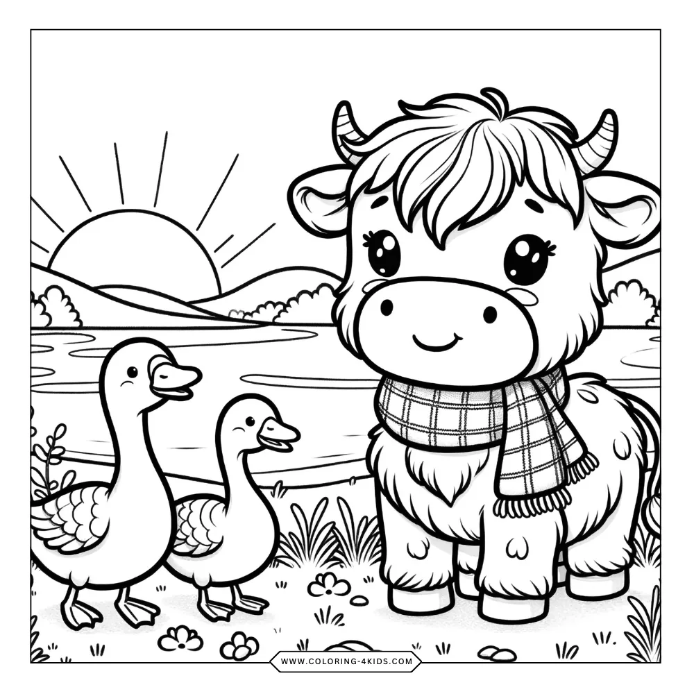 Highland Cow coloring book preview page 1