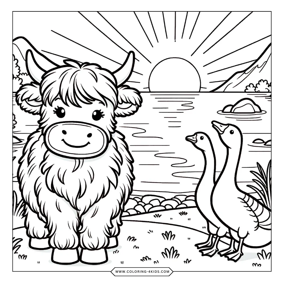 Highland Cow coloring book preview page 2