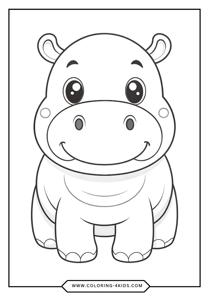 Hippopotamus coloring book preview page 2