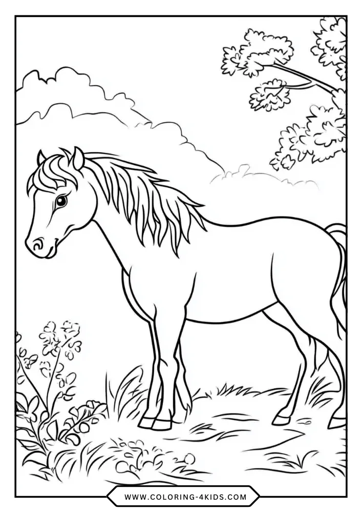Horse coloring book preview page 1