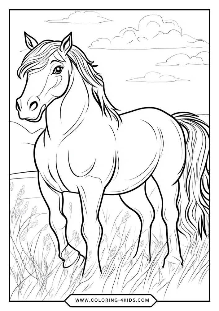 Horse coloring book preview page 4