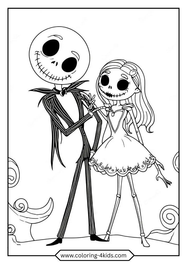 Jack & Sally coloring book preview page 2