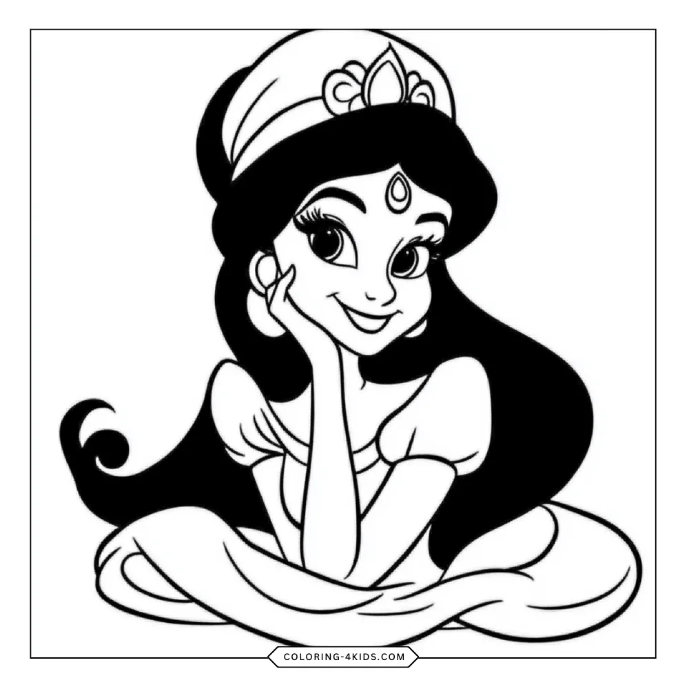 Jasmine & Aladdin coloring book preview page 3