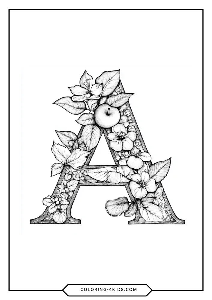 Letter A coloring book preview page 2