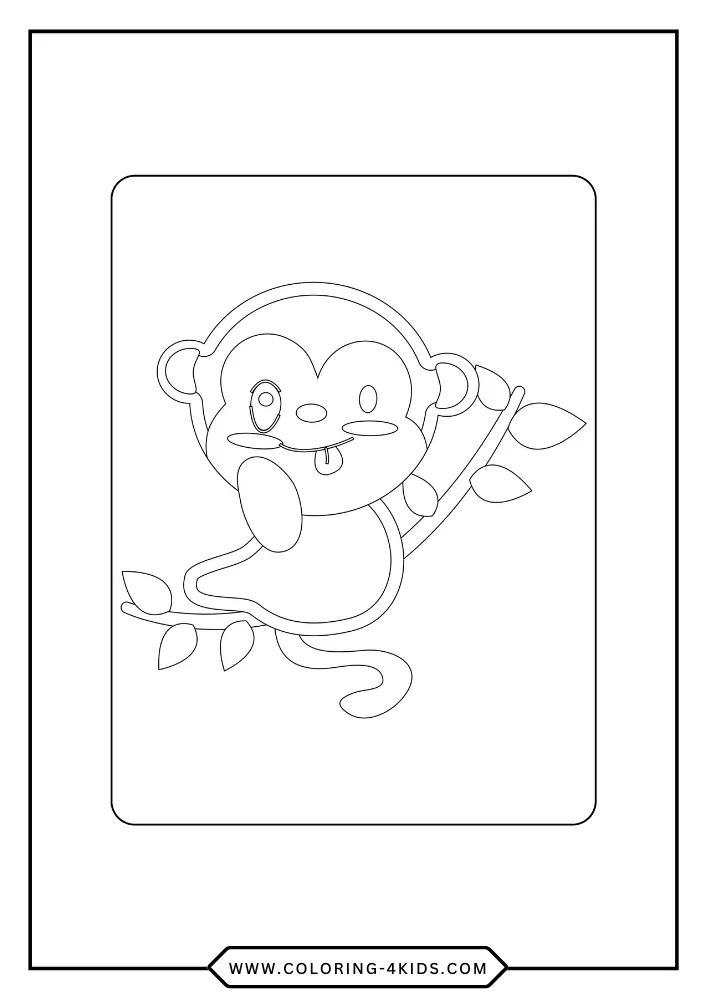 Monkey coloring book preview page 2