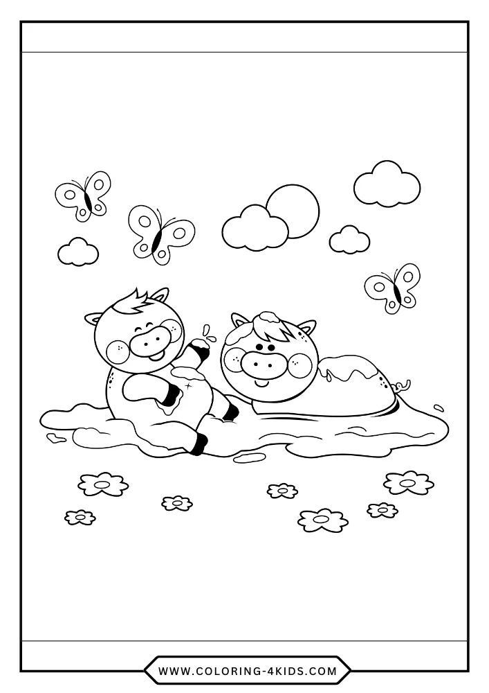 Pig coloring book preview page 2