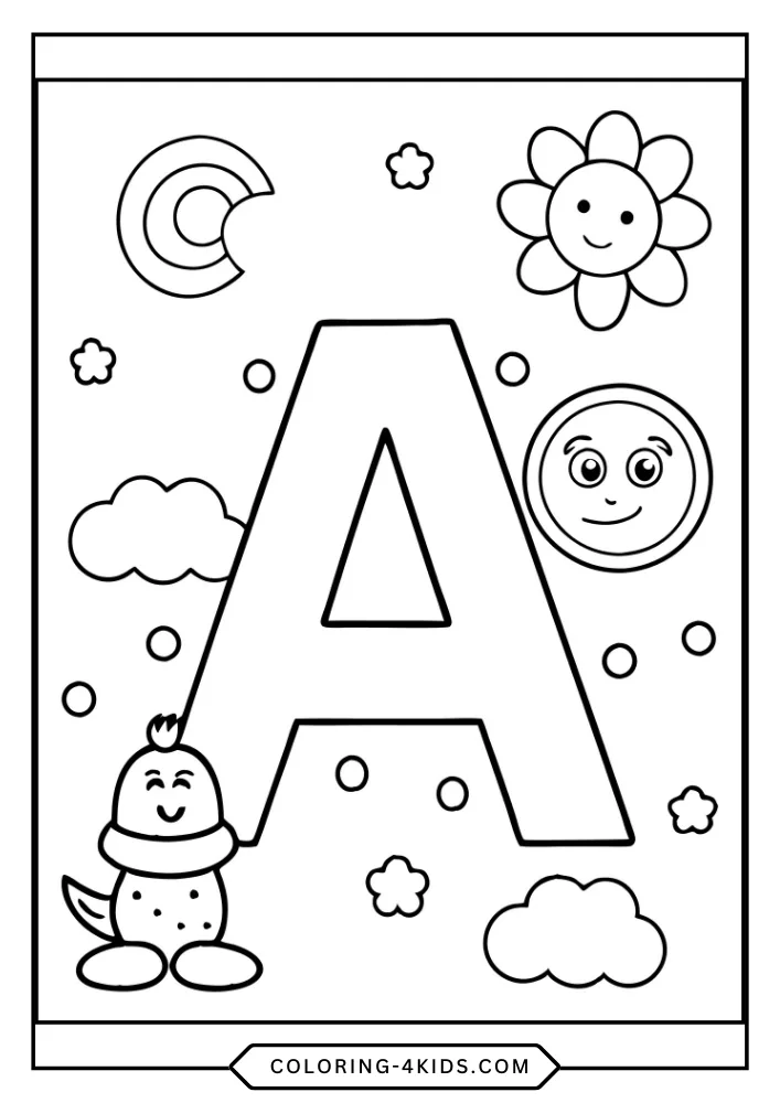 ABC Alphabet coloring book preview page 1