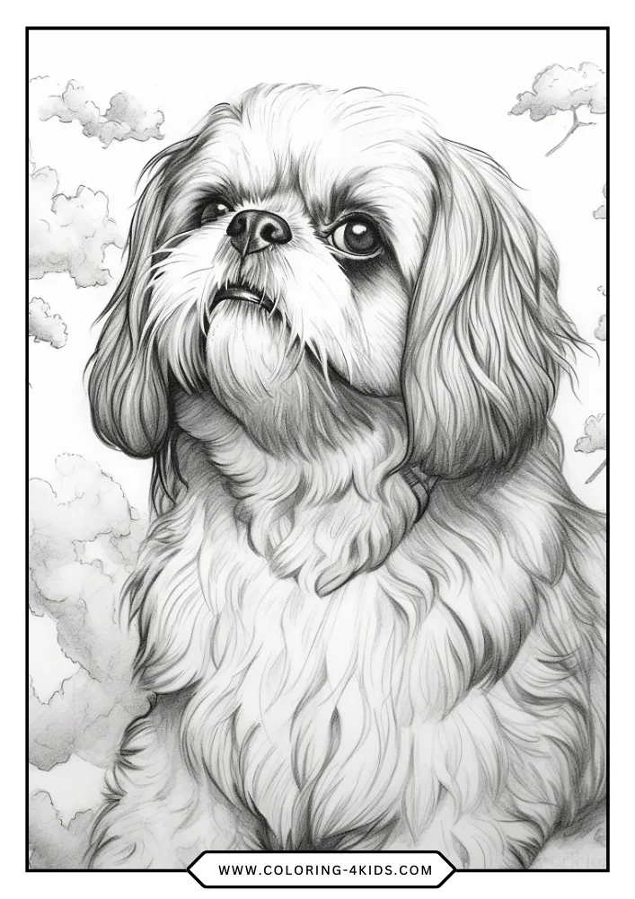Realistic Dog coloring book preview page 3