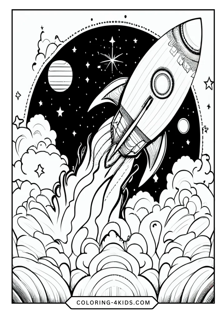 Rocket Ship coloring book preview page 1