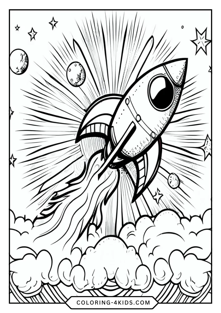 Rocket Ship coloring book preview page 3