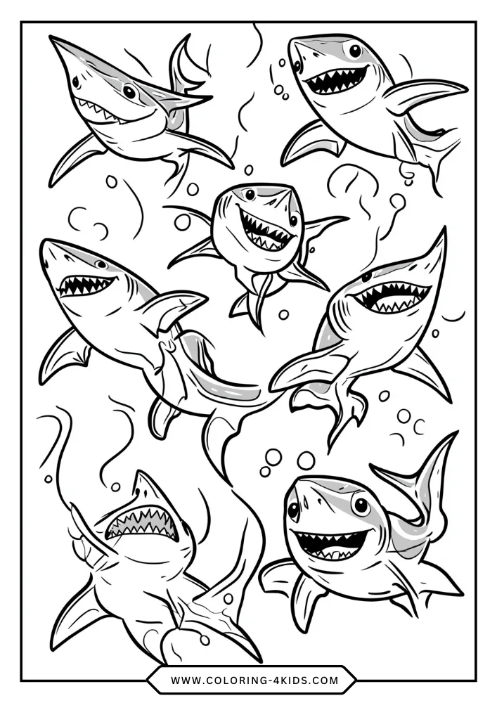 Shark coloring book preview page 4