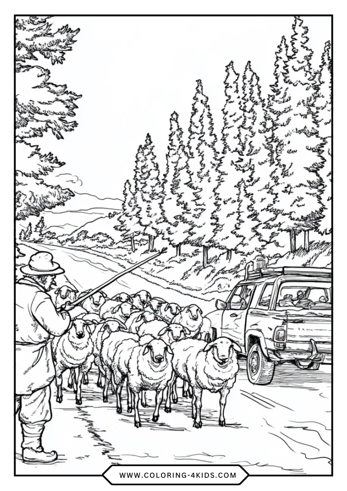 Sheep coloring book preview page 3