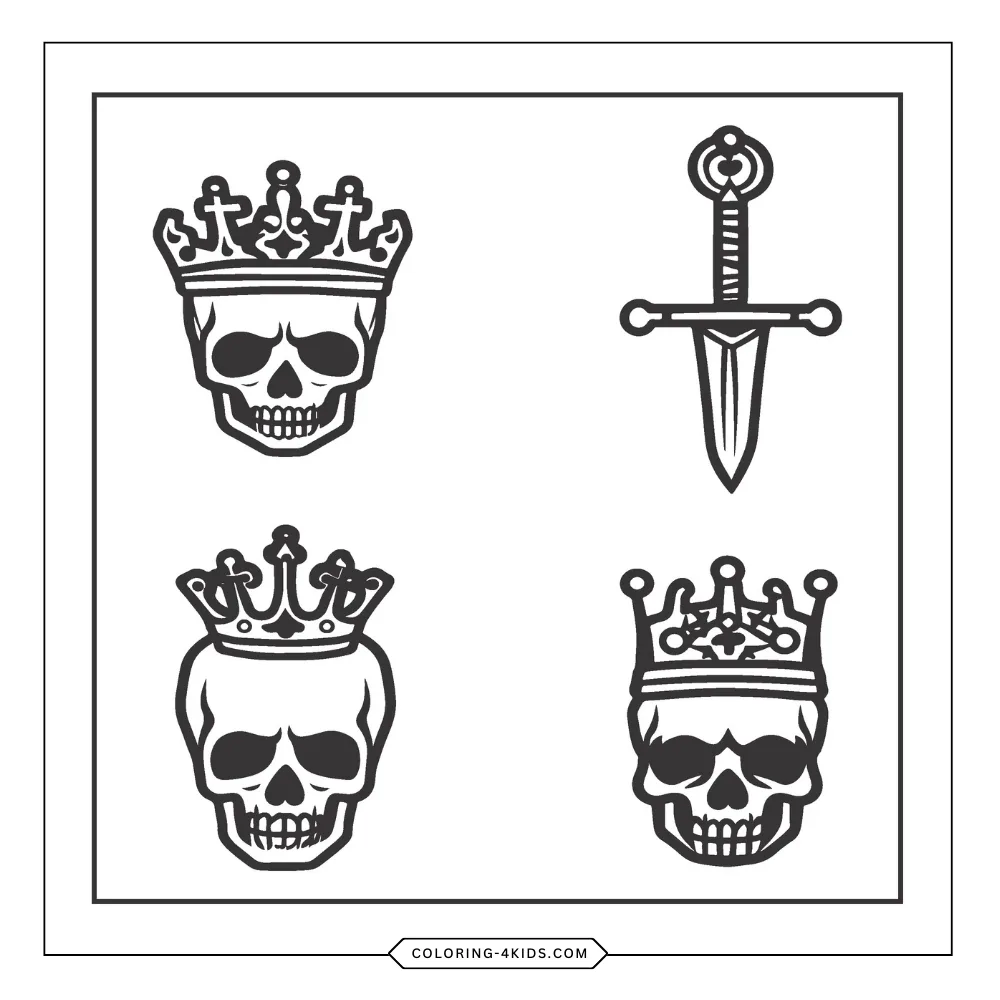 Skull coloring book preview page 3