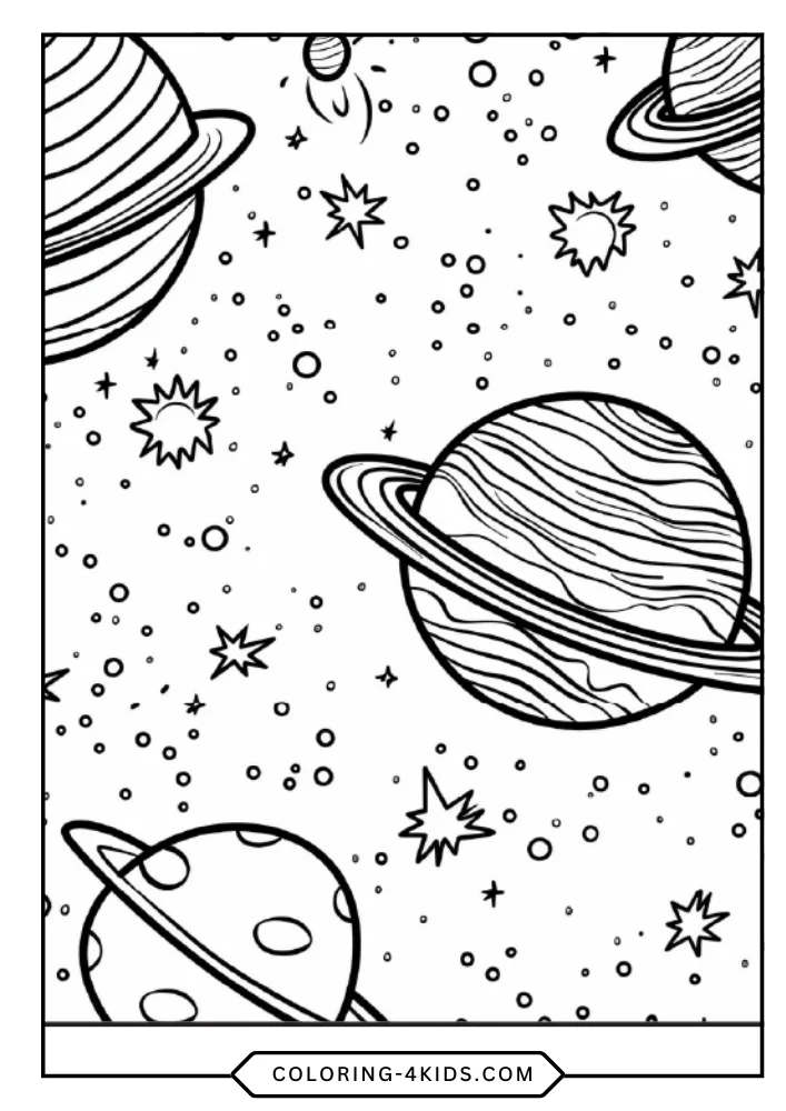 Solar System coloring book preview page 1