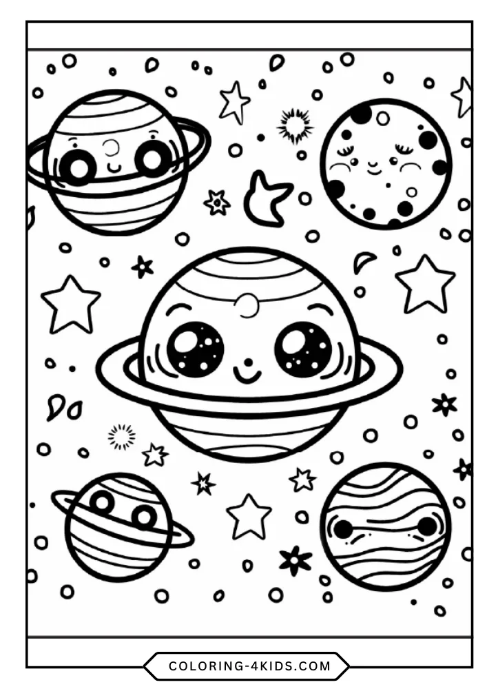 Solar System coloring book preview page 2