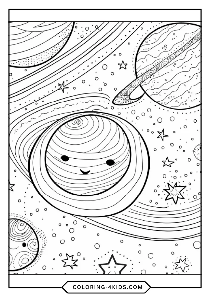 Solar System coloring book preview page 4