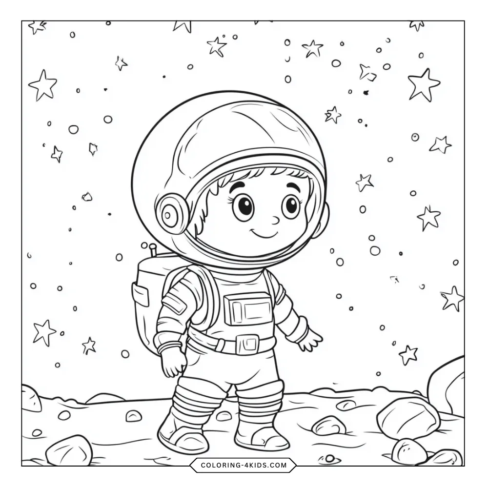 Space coloring book preview page 4