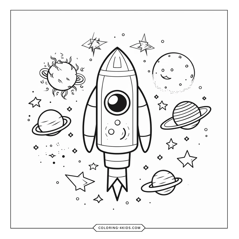 Spaceship coloring book preview page 4