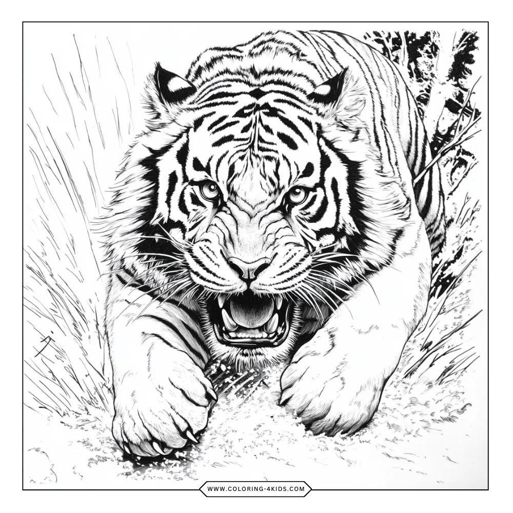 Tiger coloring book preview page 2