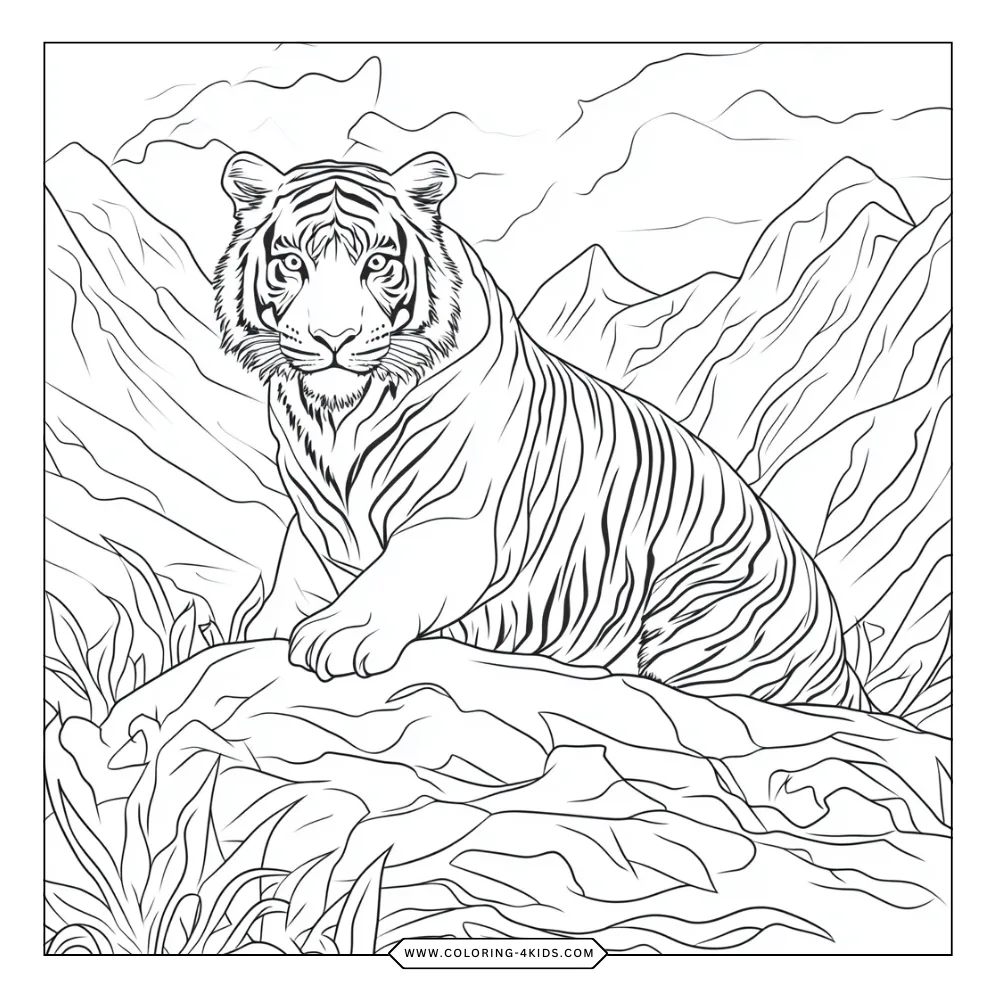 Tiger coloring book preview page 4
