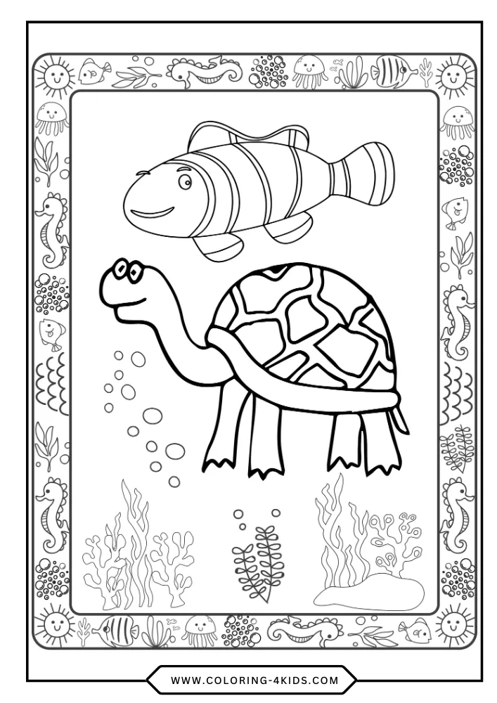 Turtle coloring book preview page 1