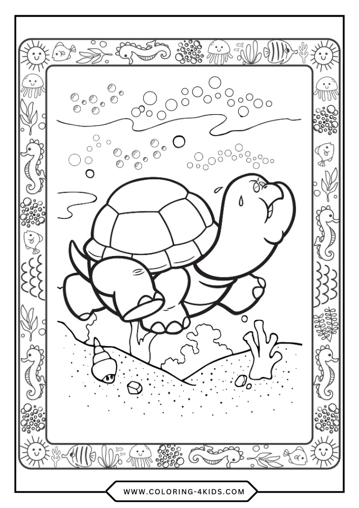 Turtle coloring book preview page 3