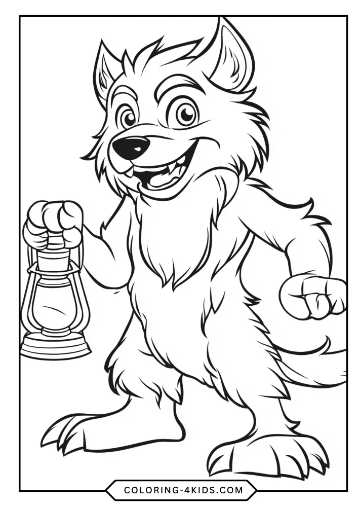 Werewolf coloring book preview page 1