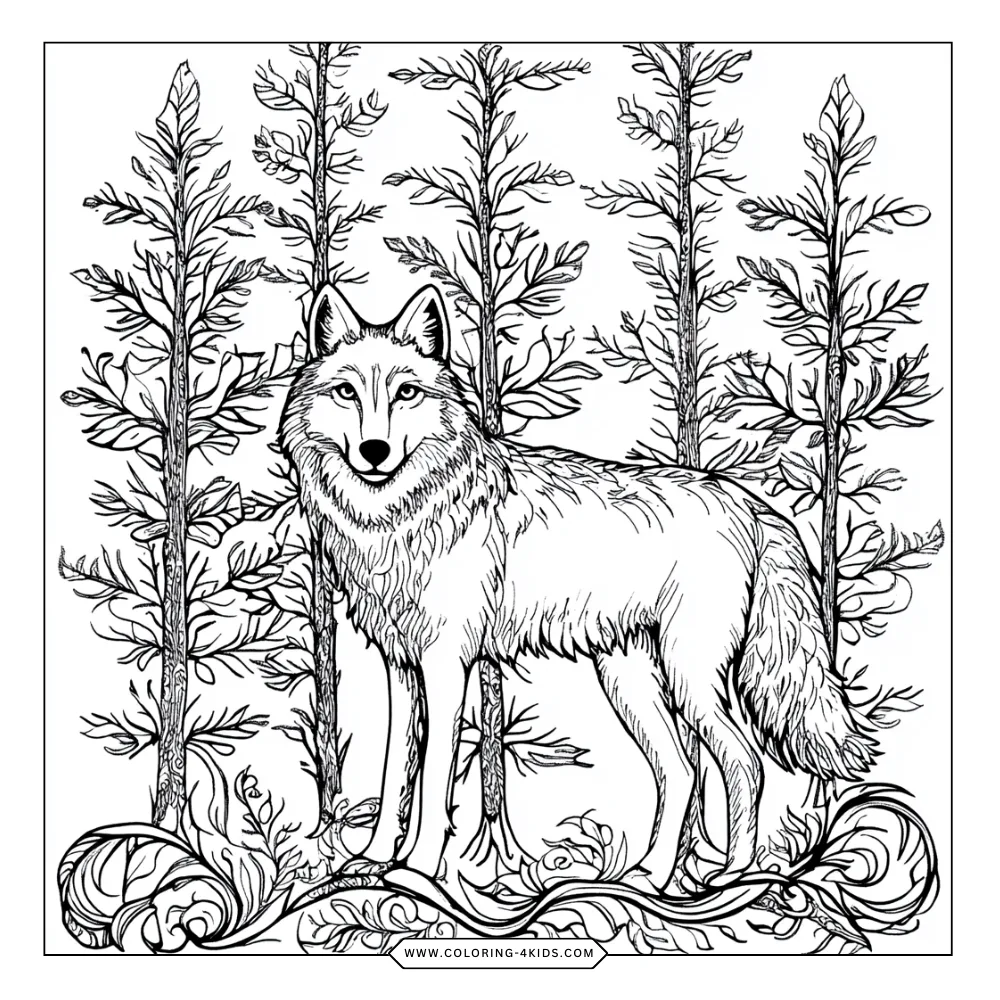Wolf coloring book preview page 3