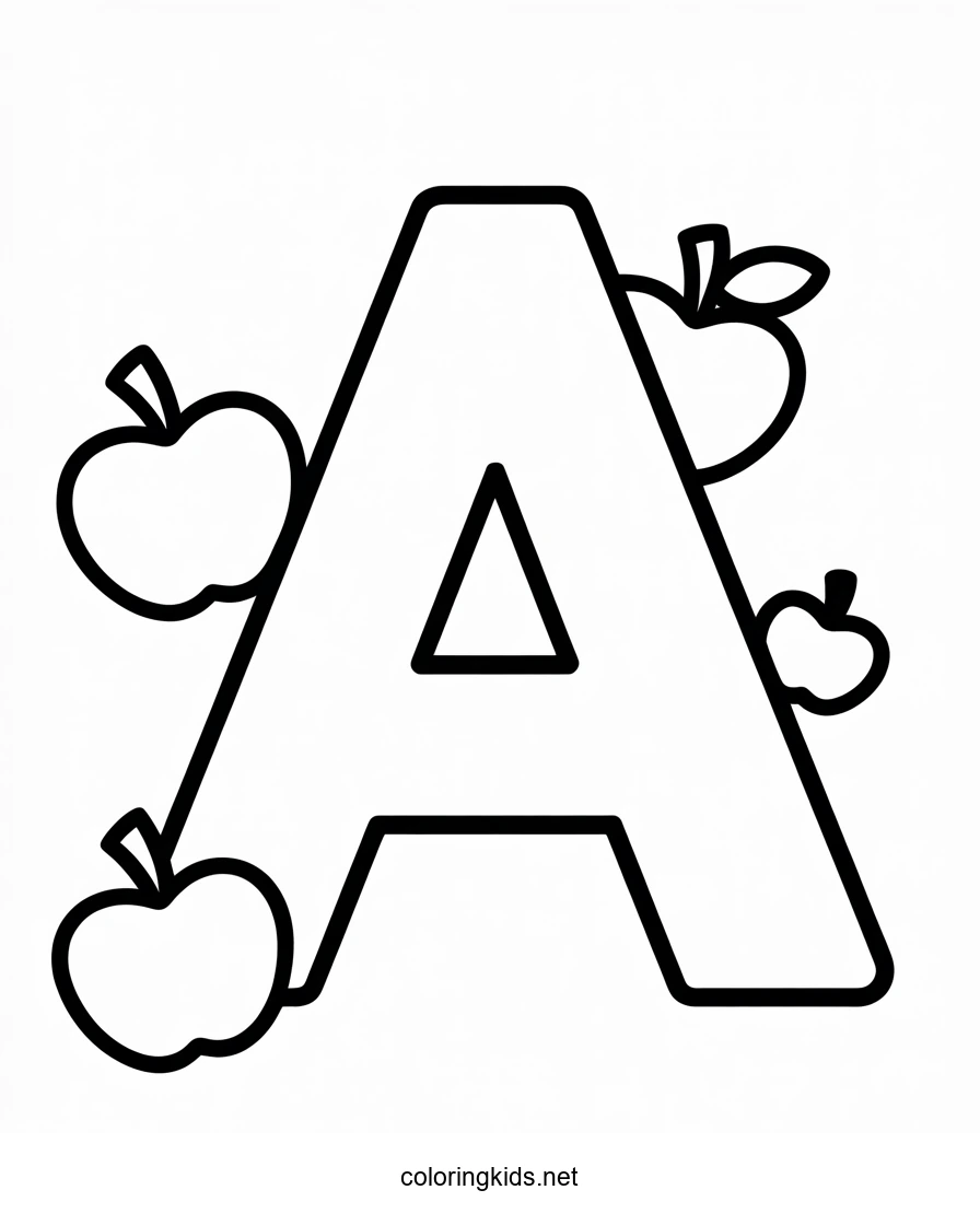 Letter A Coloring Page for Kids — Alphabet Coloring Pages Printable