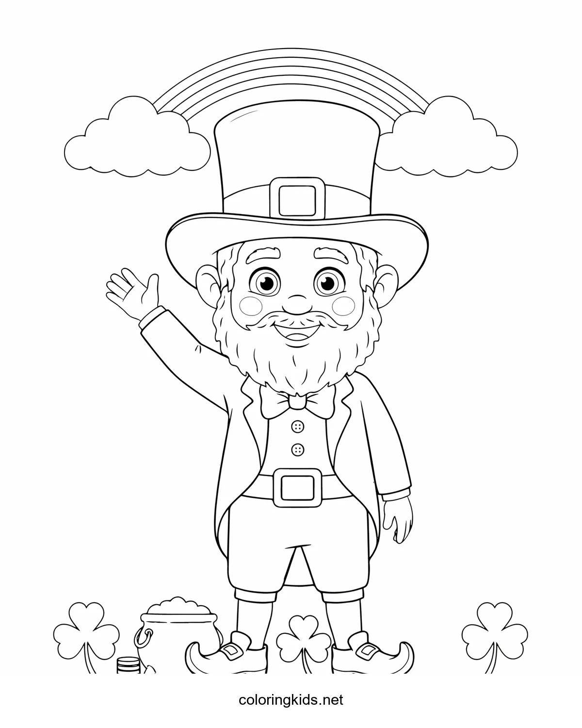 Leprechaun coloring pages for kids, printable free