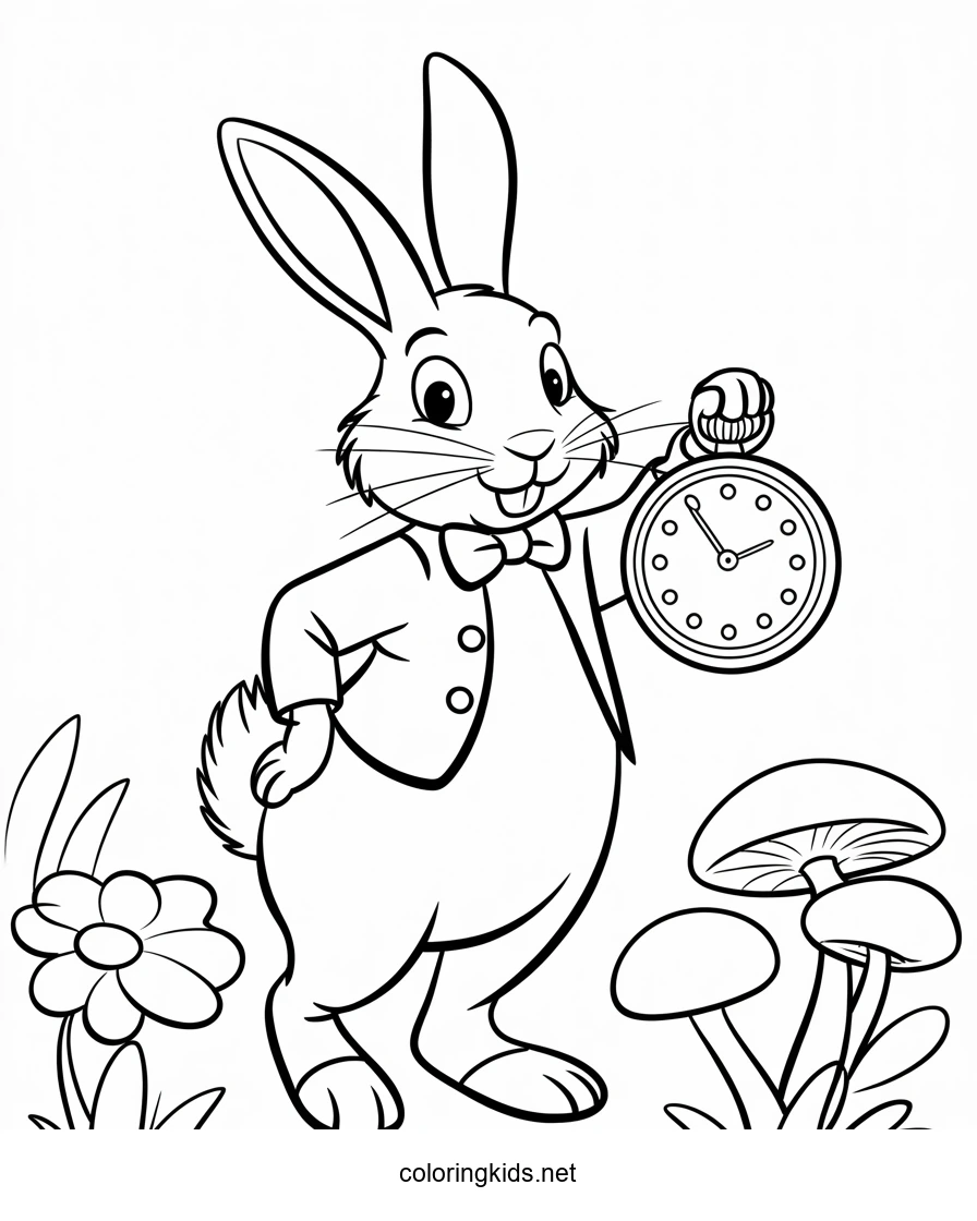 Alice in Wonderland Coloring Pages for Kids, Printable Free