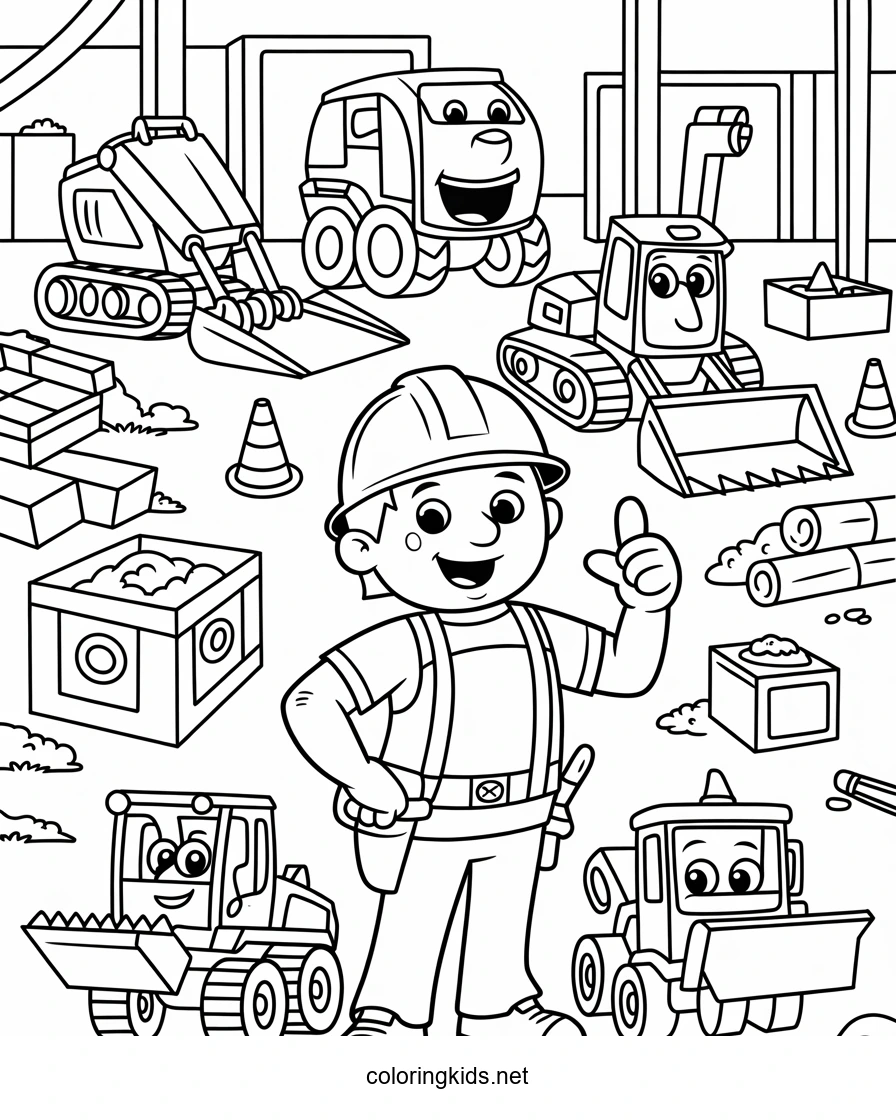 Bob the builder friends coloring pages for kids, pri…