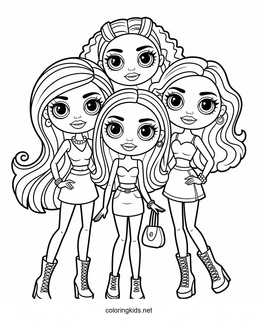 Bratz dolls coloring pages for kids, printable free