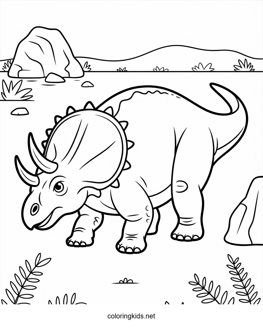 Centrosaurus dinosaur coloring pages for kids, printable free