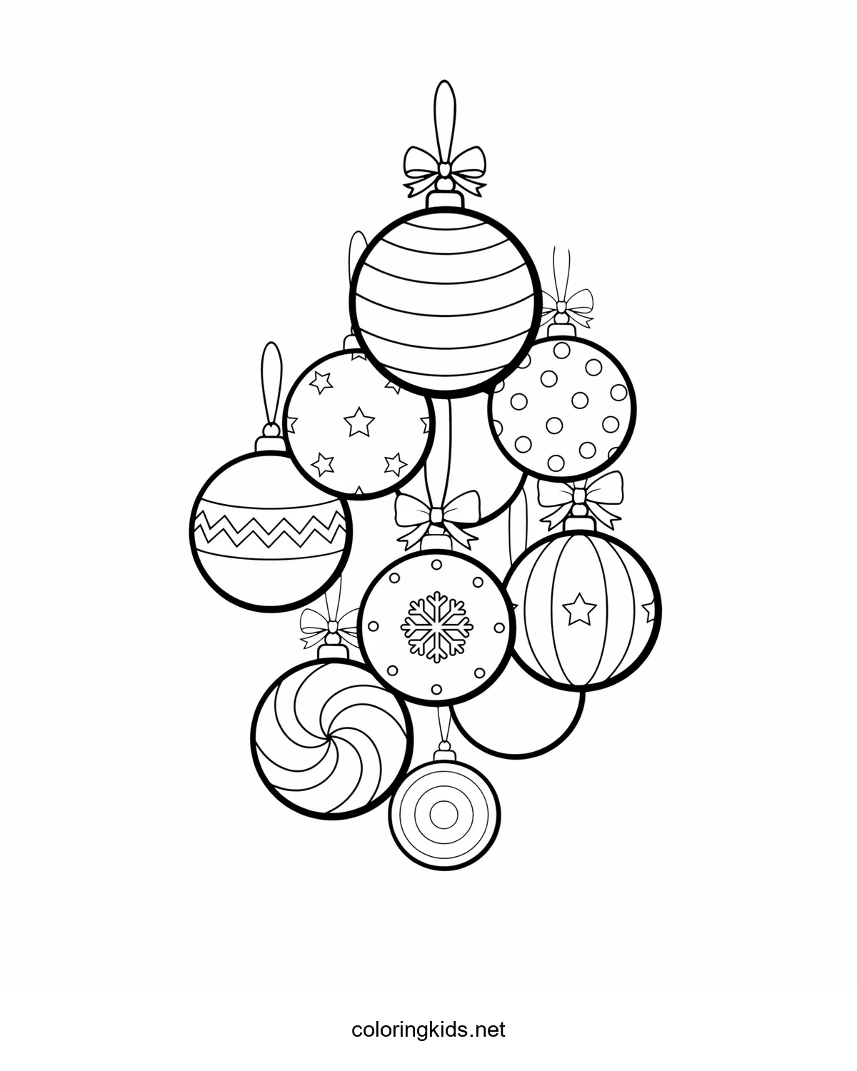 Christmas Ornaments coloring pages for kids, printable free