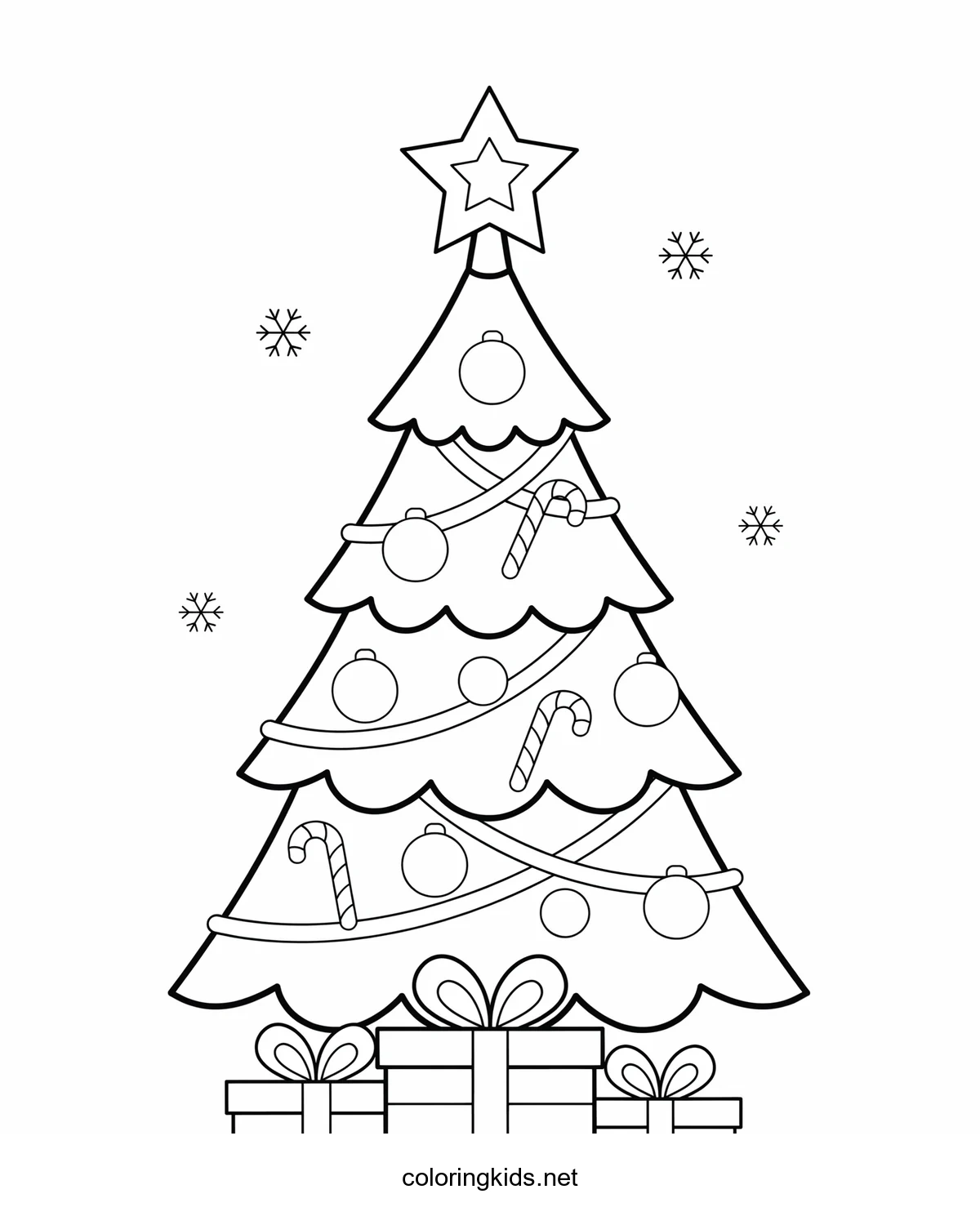 Christmas Tree coloring pages for kids, printable free